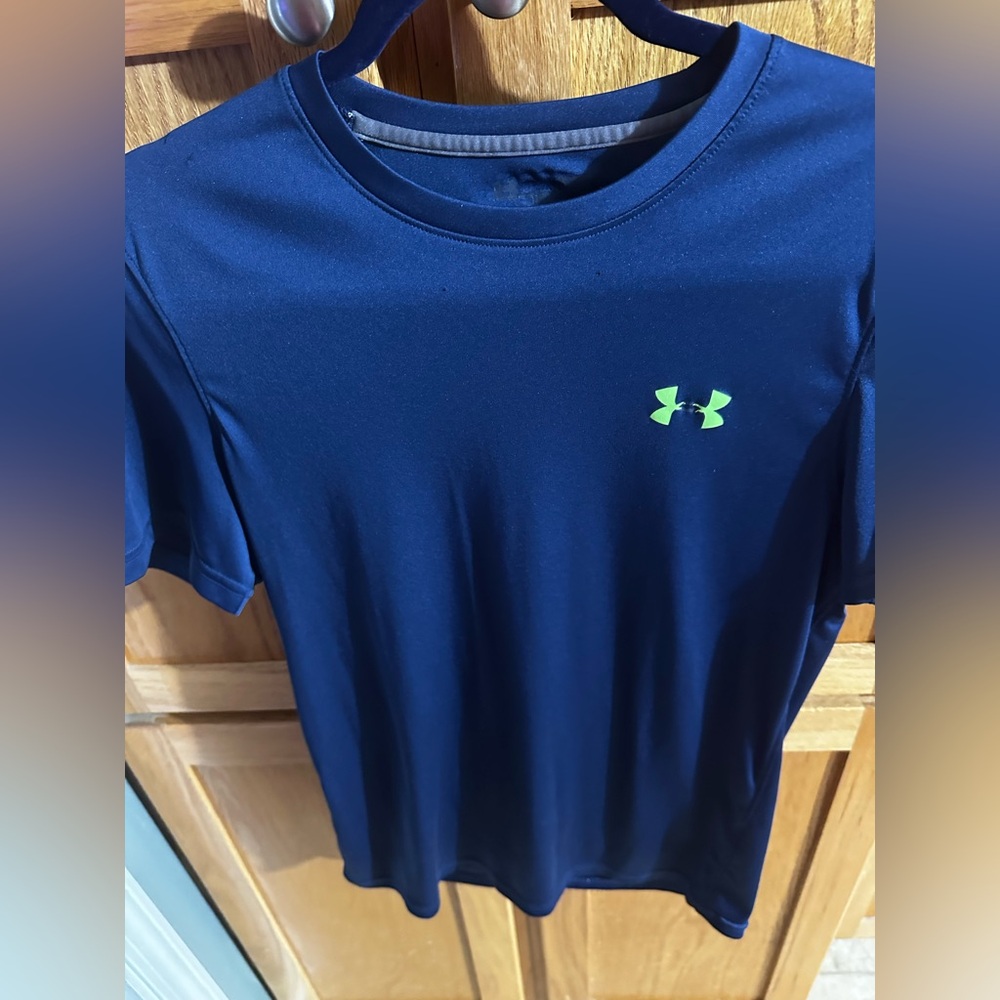 Under Armour Dark Blue Tee with Bright Green Logo
